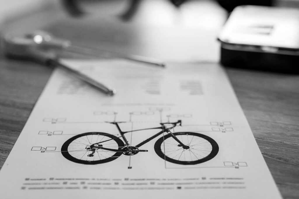 Wydruk z wymiarami ustawienia roweru po bike fittingu